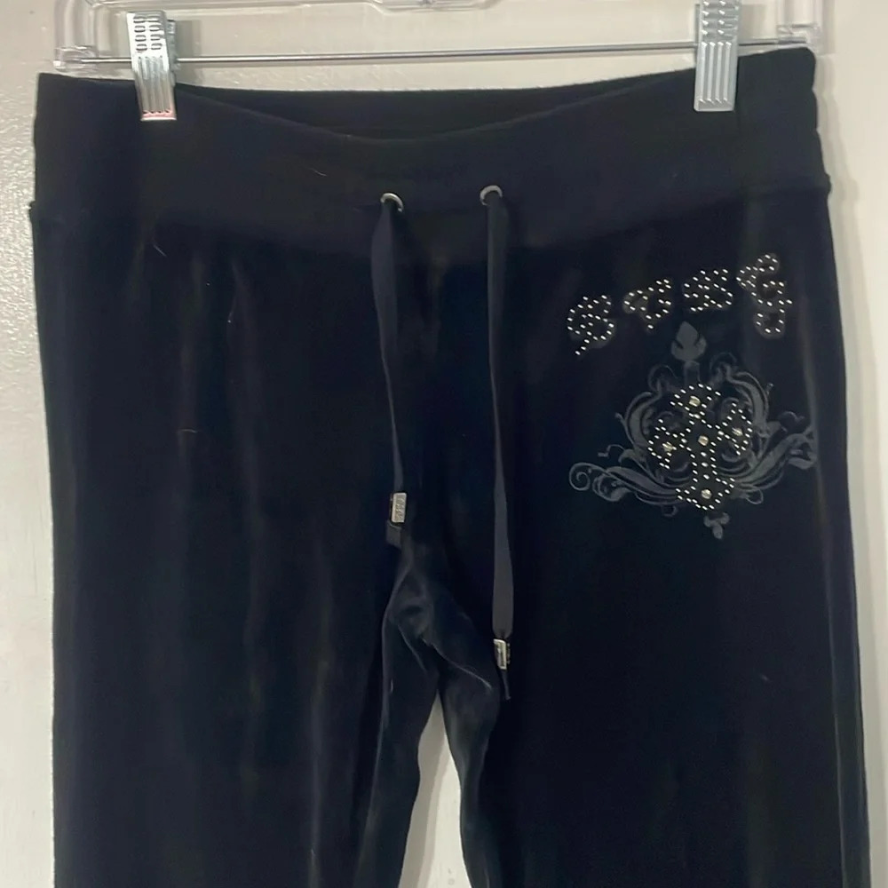 BCBG velour rhinestone pants